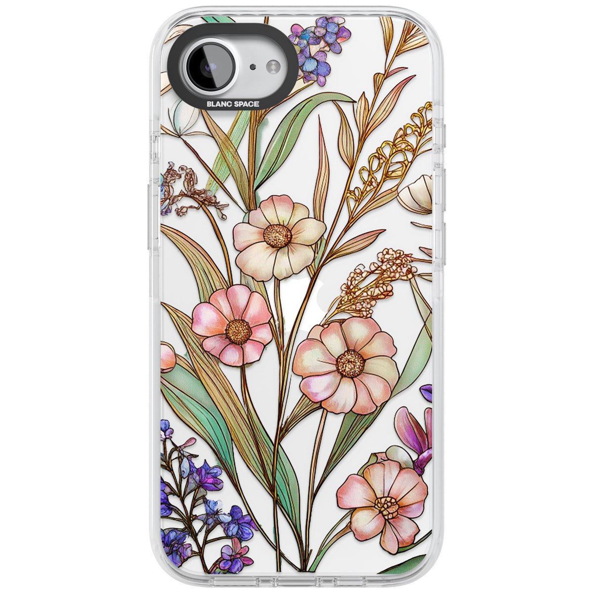 Glass Spring Flowers iPhone 16e / iPhone 17e Impact Clear Phone Case front