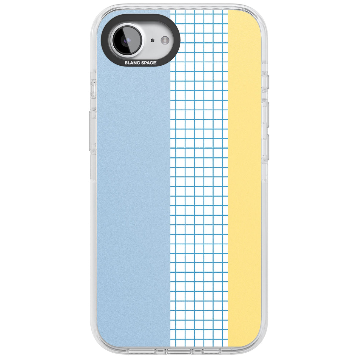 Abstract Grid Blue & Yellow iPhone 16e / iPhone 17e Impact Clear Phone Case front