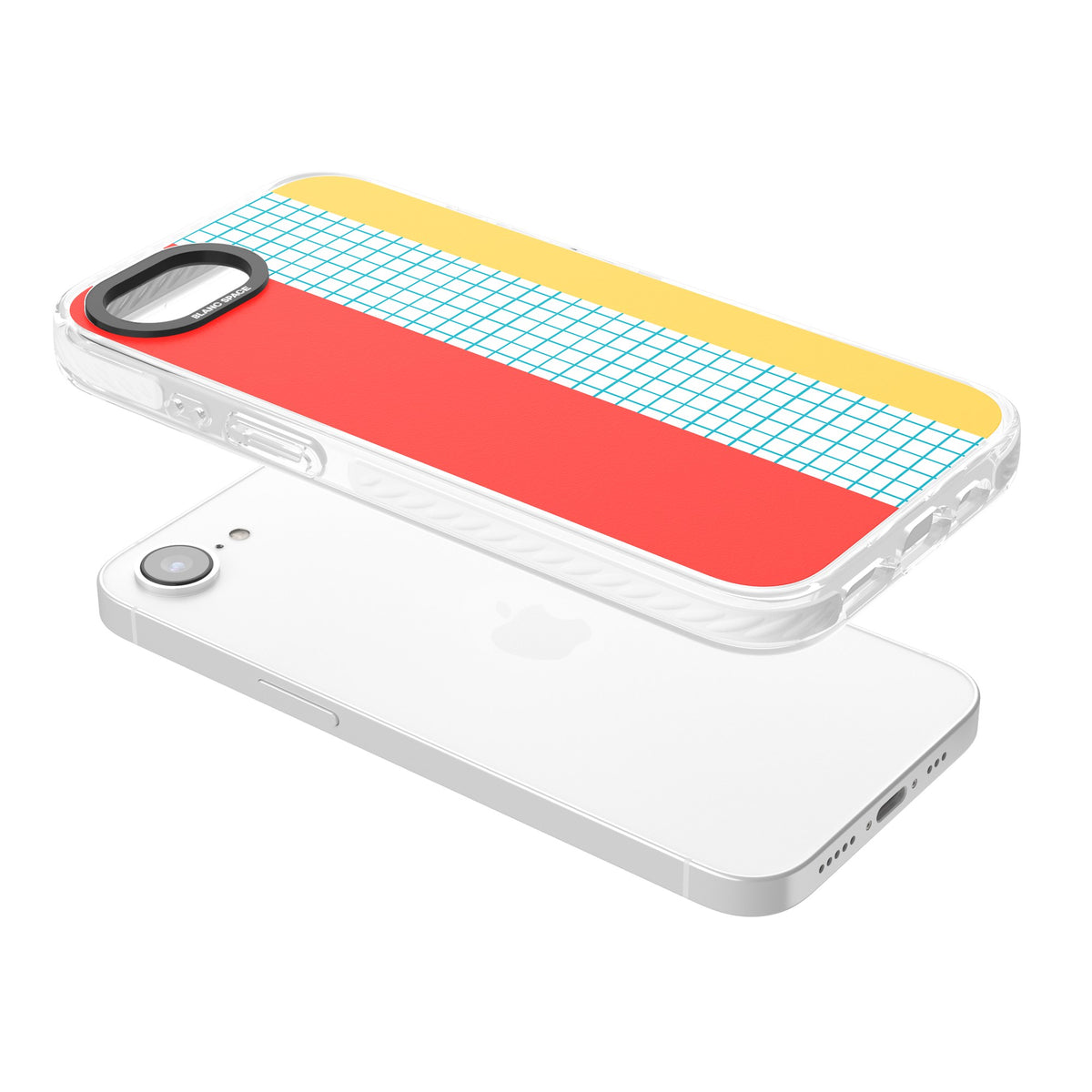 Bauhaus Block iPhone 16e / iPhone 17e Impact Clear Phone Case angled