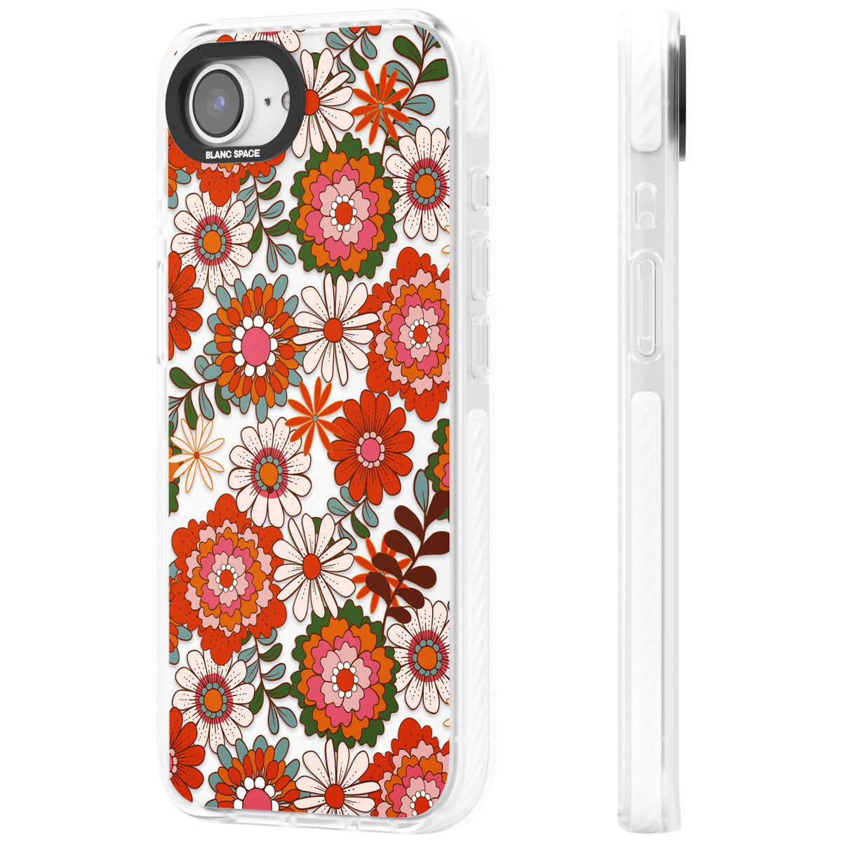 Seventies Bloom iPhone 16e / iPhone 17e Impact Clear Phone Case side