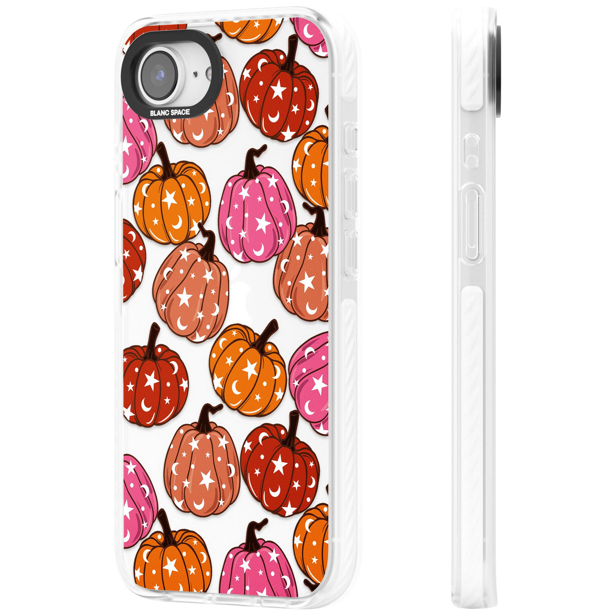 Pumpkin Starfall Pattern iPhone 16e / iPhone 17e Impact Clear Phone Case side