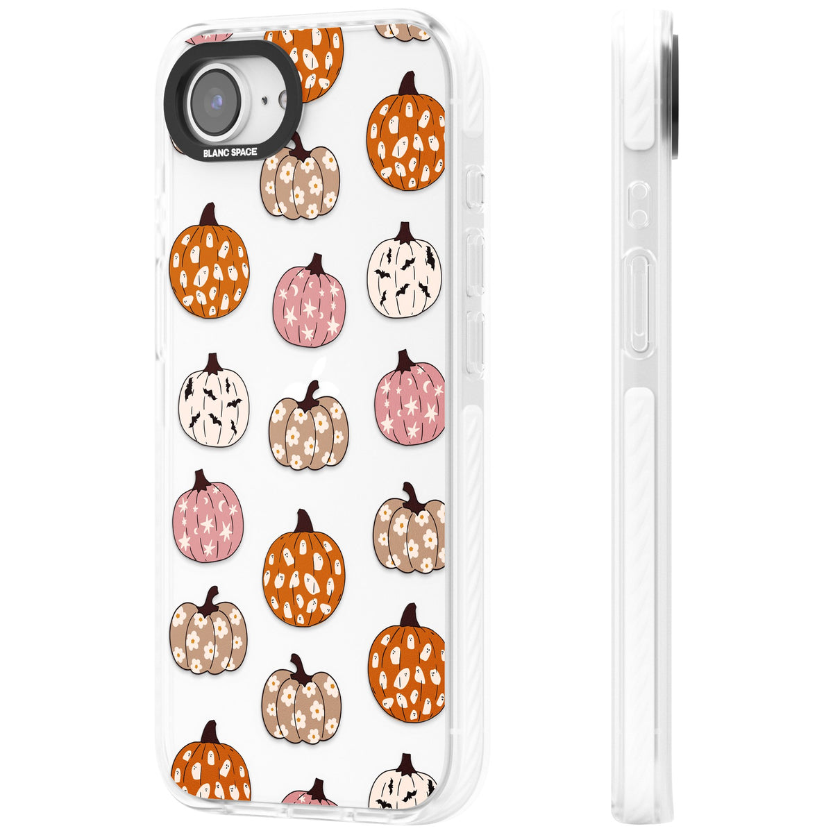 Floral Pumpkins iPhone 16e / iPhone 17e Impact Clear Phone Case side