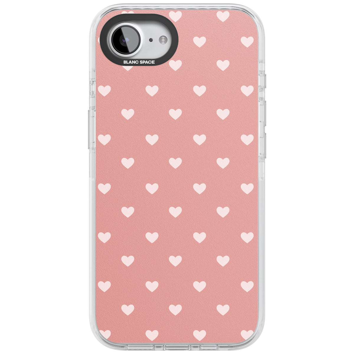 Small Heart Pattern: Pink iPhone 16e / iPhone 17e Impact Clear Phone Case front