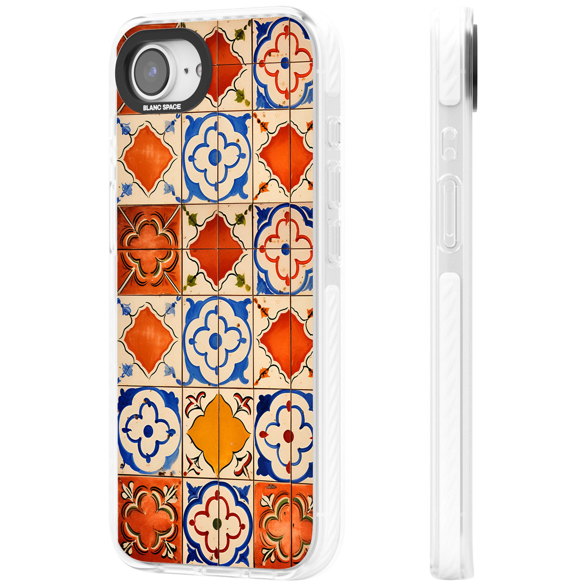 Spanish Mosaic iPhone 16e / iPhone 17e Impact Clear Phone Case side