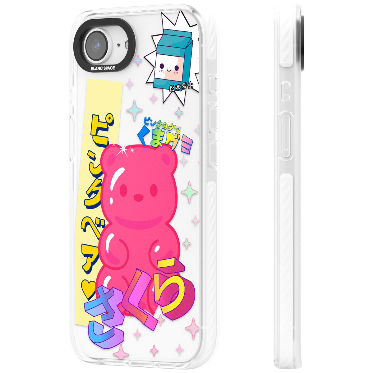 Bubblegum Bear iPhone 16e / iPhone 17e Impact Clear Phone Case side