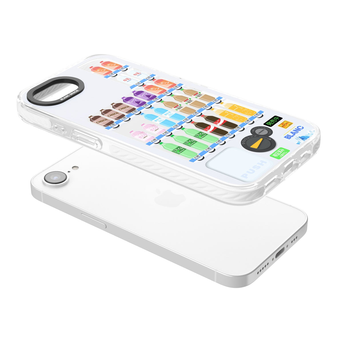 Japanese Vending Machine iPhone 16e / iPhone 17e Impact Clear Phone Case angled