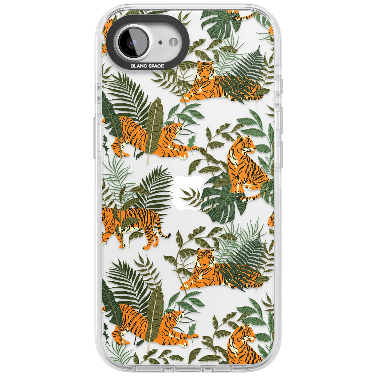 Tiger & Fern Jungle iPhone 16e / iPhone 17e Impact Clear Phone Case front