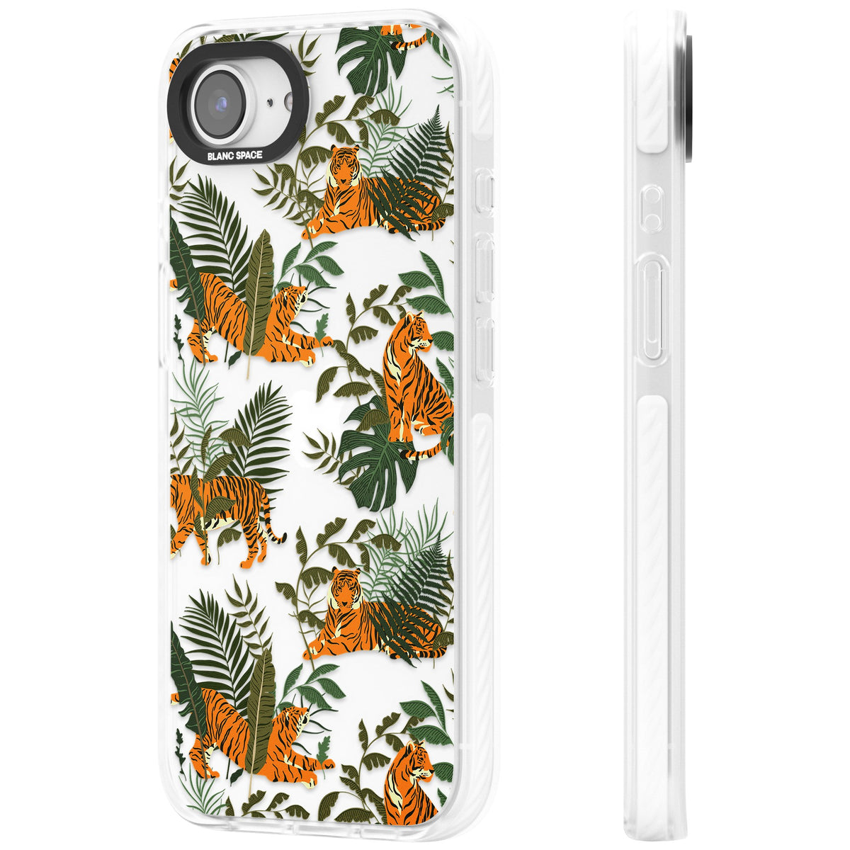 Tiger & Fern Jungle iPhone 16e / iPhone 17e Impact Clear Phone Case side
