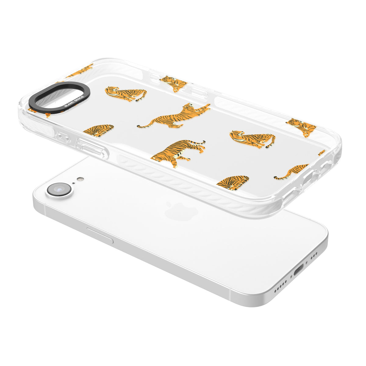 Tiger Lounge iPhone 16e / iPhone 17e Impact Clear Phone Case angled