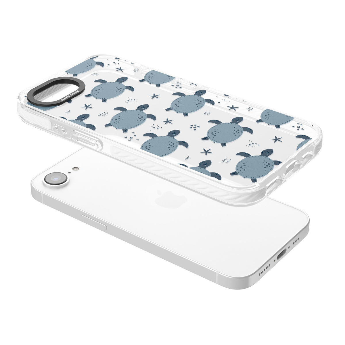 Turtle Voyage iPhone 16e / iPhone 17e Impact Clear Phone Case angled