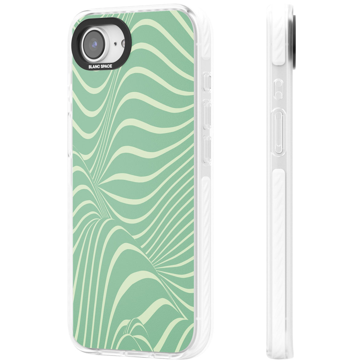 Mint Green Distorted Line iPhone 16e / iPhone 17e Impact Clear Phone Case side