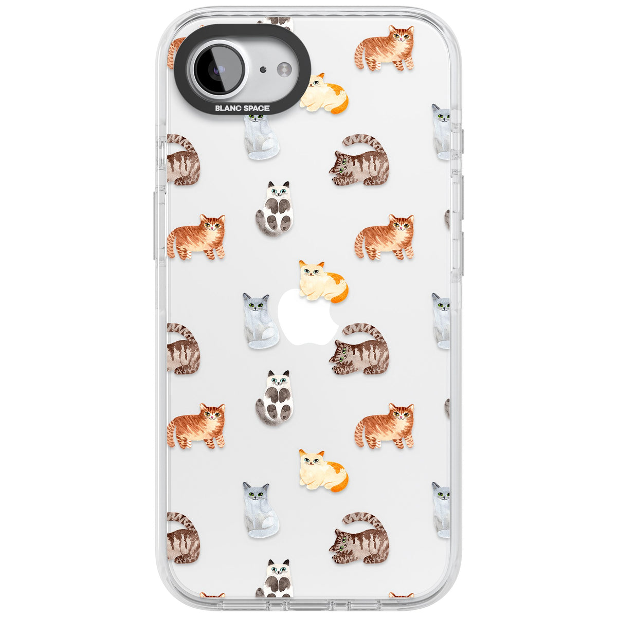 Cute Cat Pattern Classic iPhone 16e / iPhone 17e Impact Clear Phone Case front