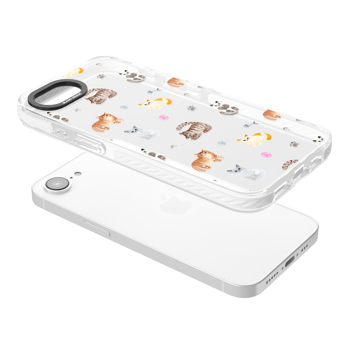 Playful Cats iPhone 16e / iPhone 17e Impact Clear Phone Case angled