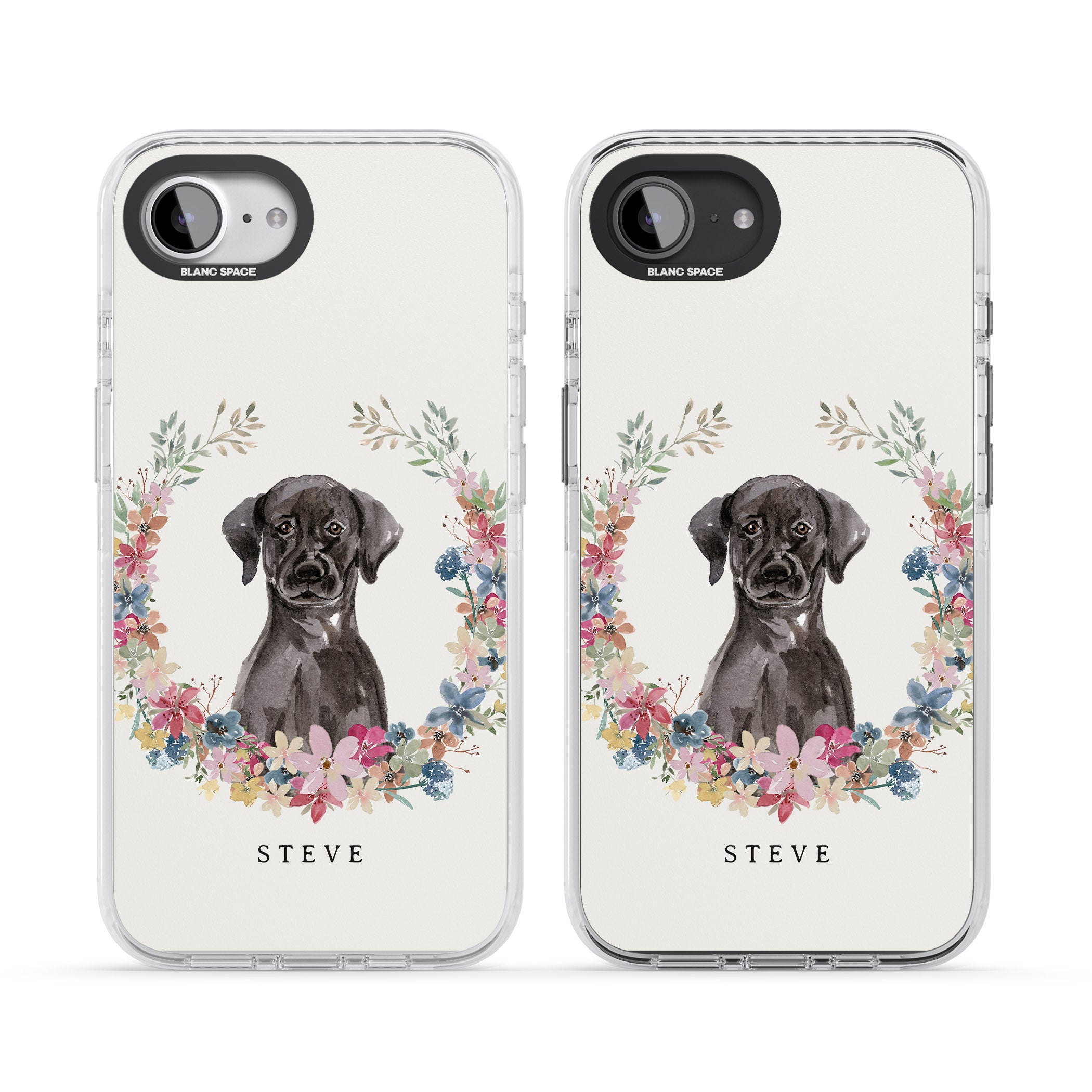 Personalised Black Labrador Floral Portrait