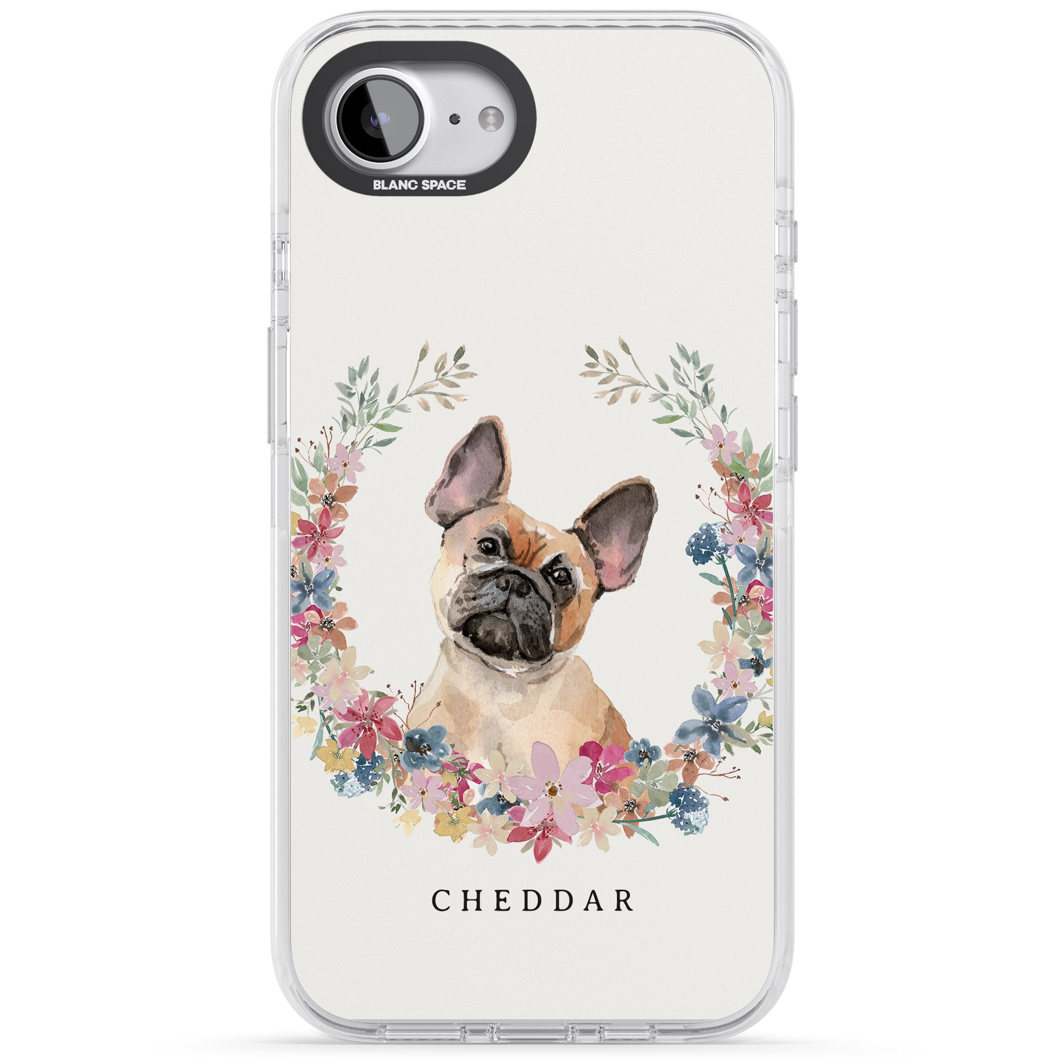 Personalised Tan French Bulldog Floral Portrait