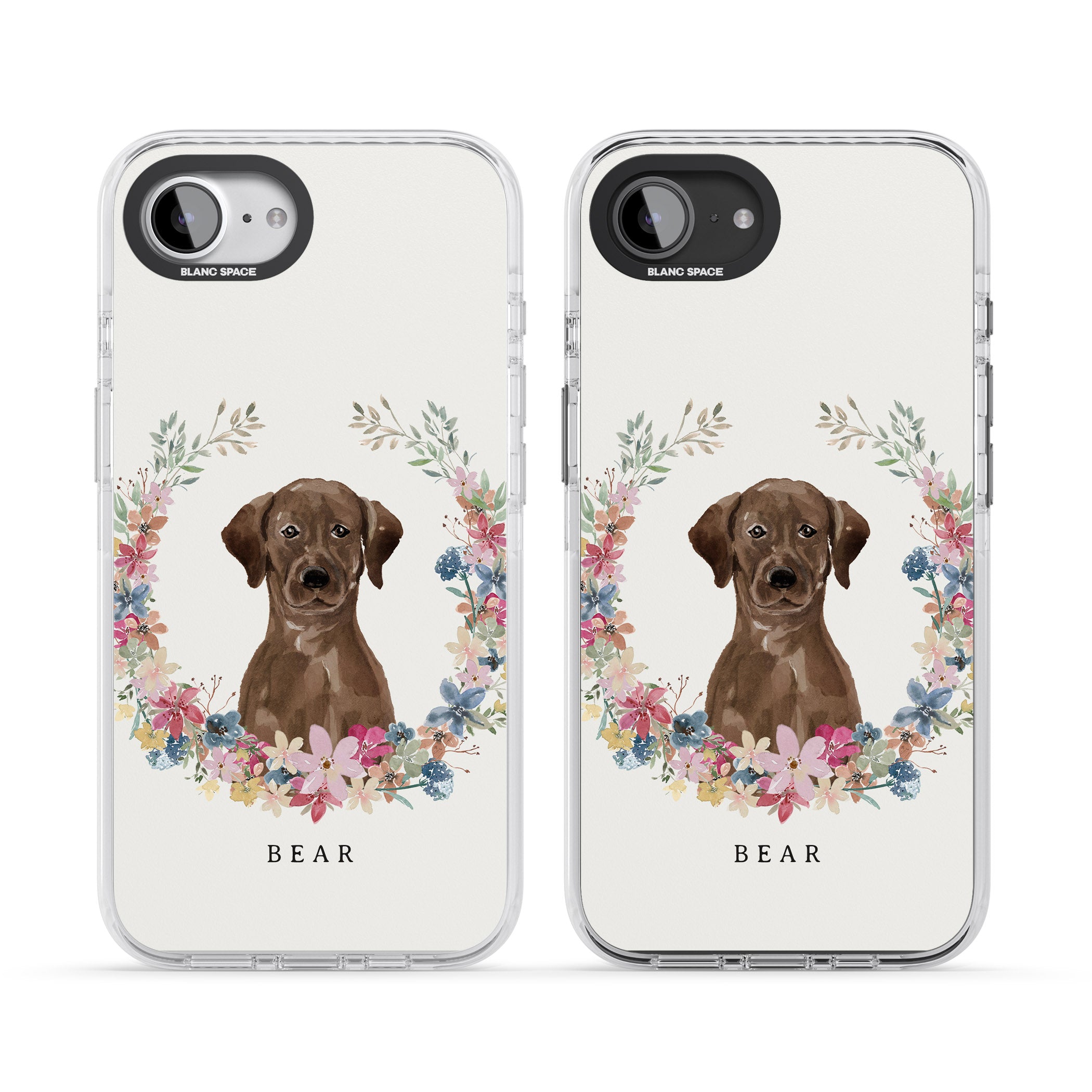 Personalised Chocolate Labrador Floral Portrait