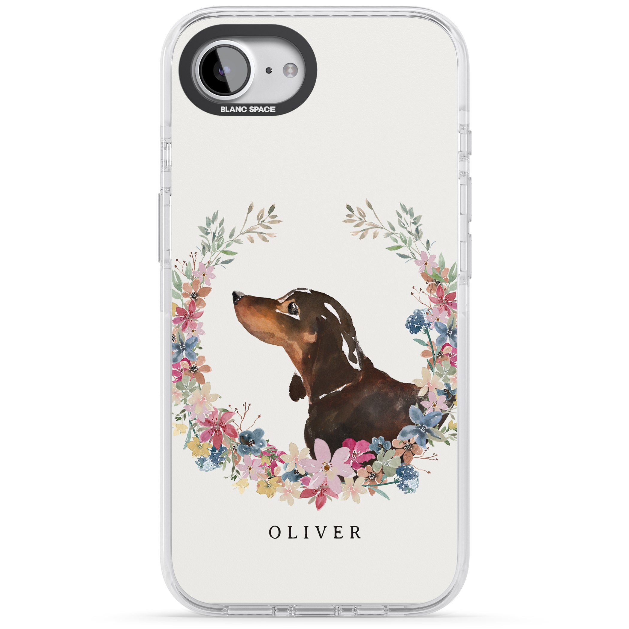 Personalised Black & Tan Dachshund Floral Portrait