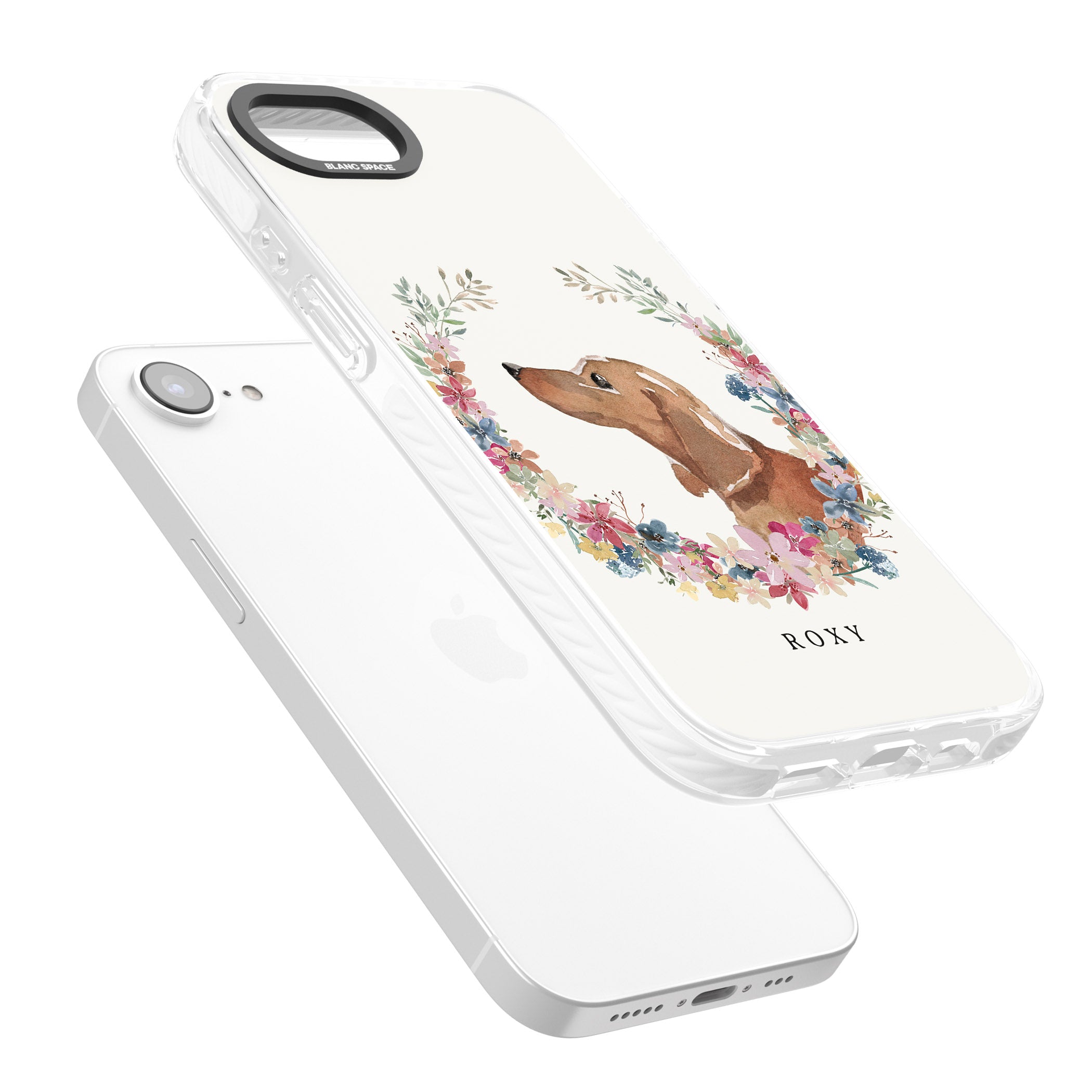 Personalised Tan Dachshund Floral Portrait