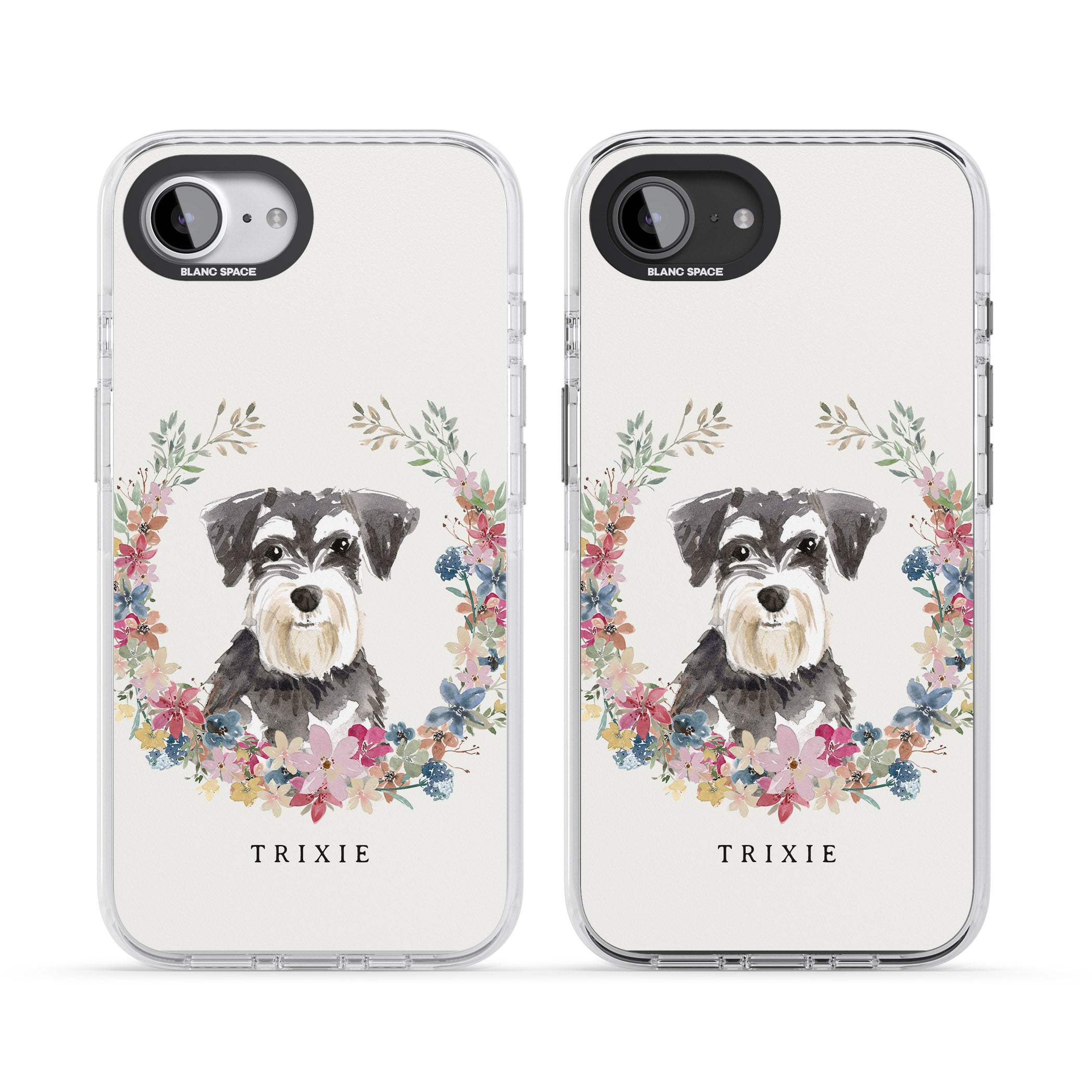 Personalised Watercolor Schnauzer Floral Portrait