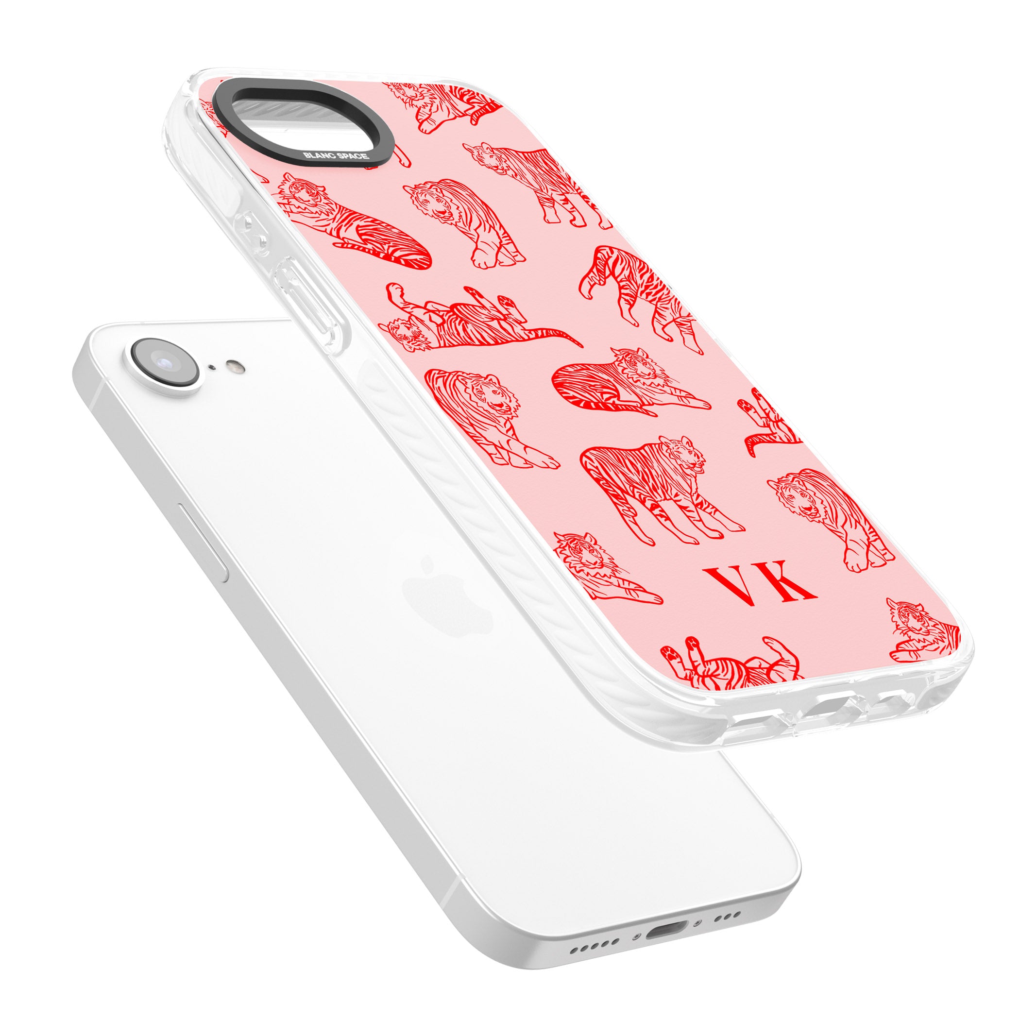 Personalised Red Tiger Outlines On Pink