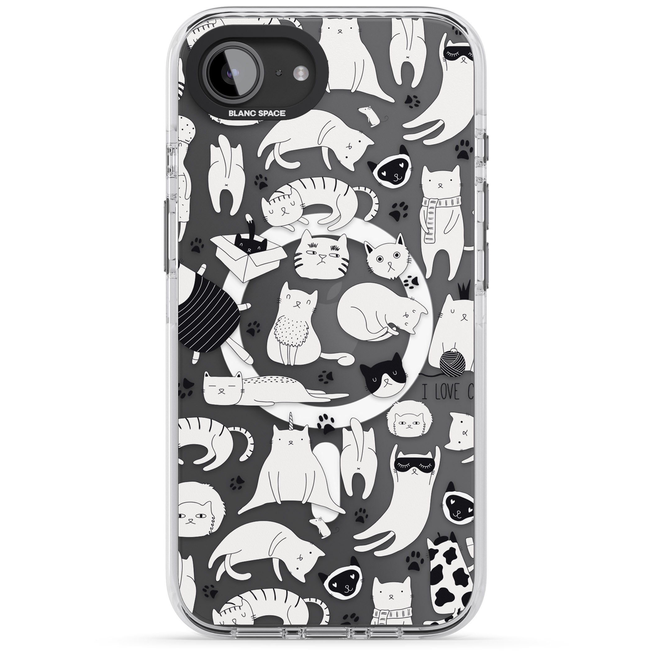 Cartoon Cat Collage Black & White