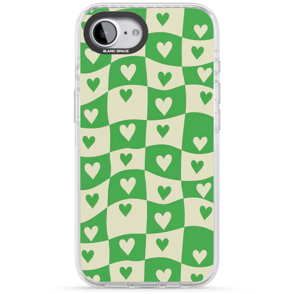 Green Wavy Checked Hearts