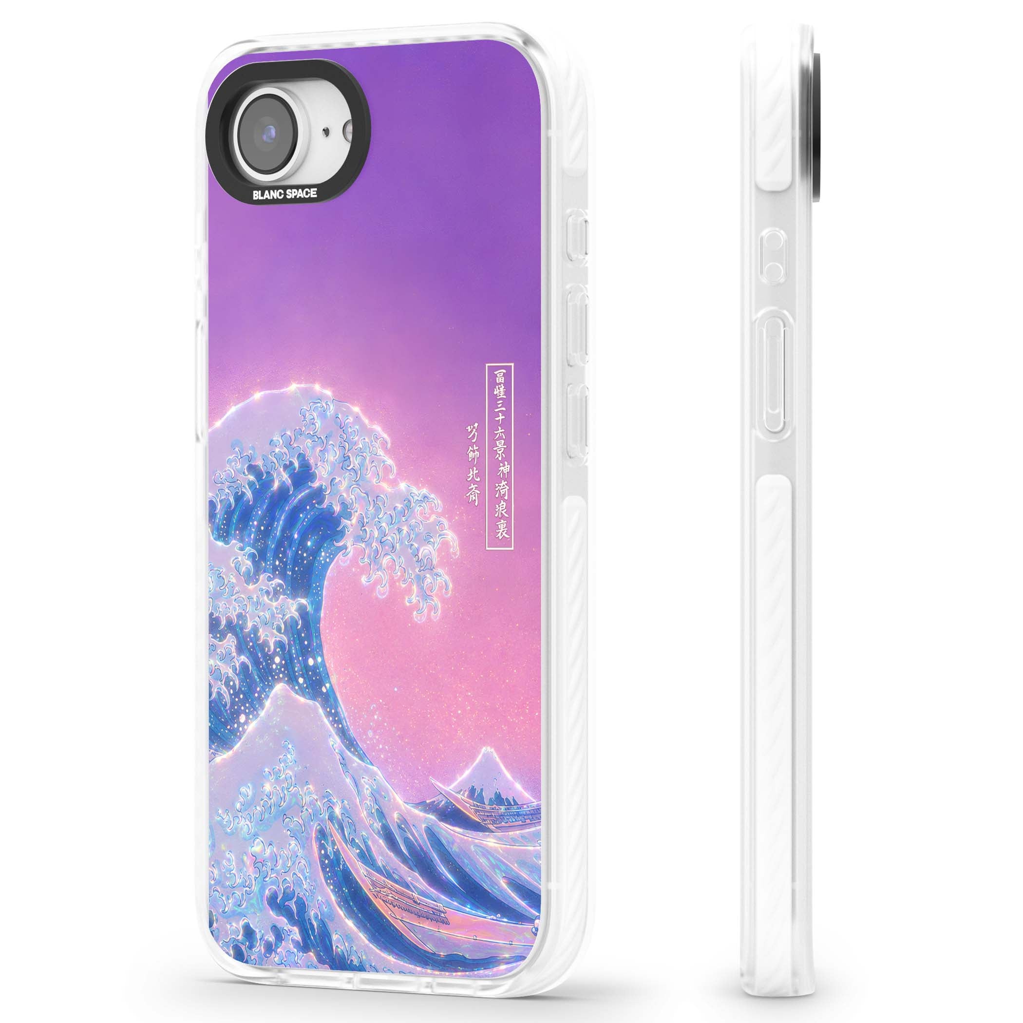 The Great Opal Wave Japanese iPhone case featuring Hokusai's great wave in iridescent pastels with lilac sky and Mou | Impact Magsafe case for iPhone 16e, iPhone 17e