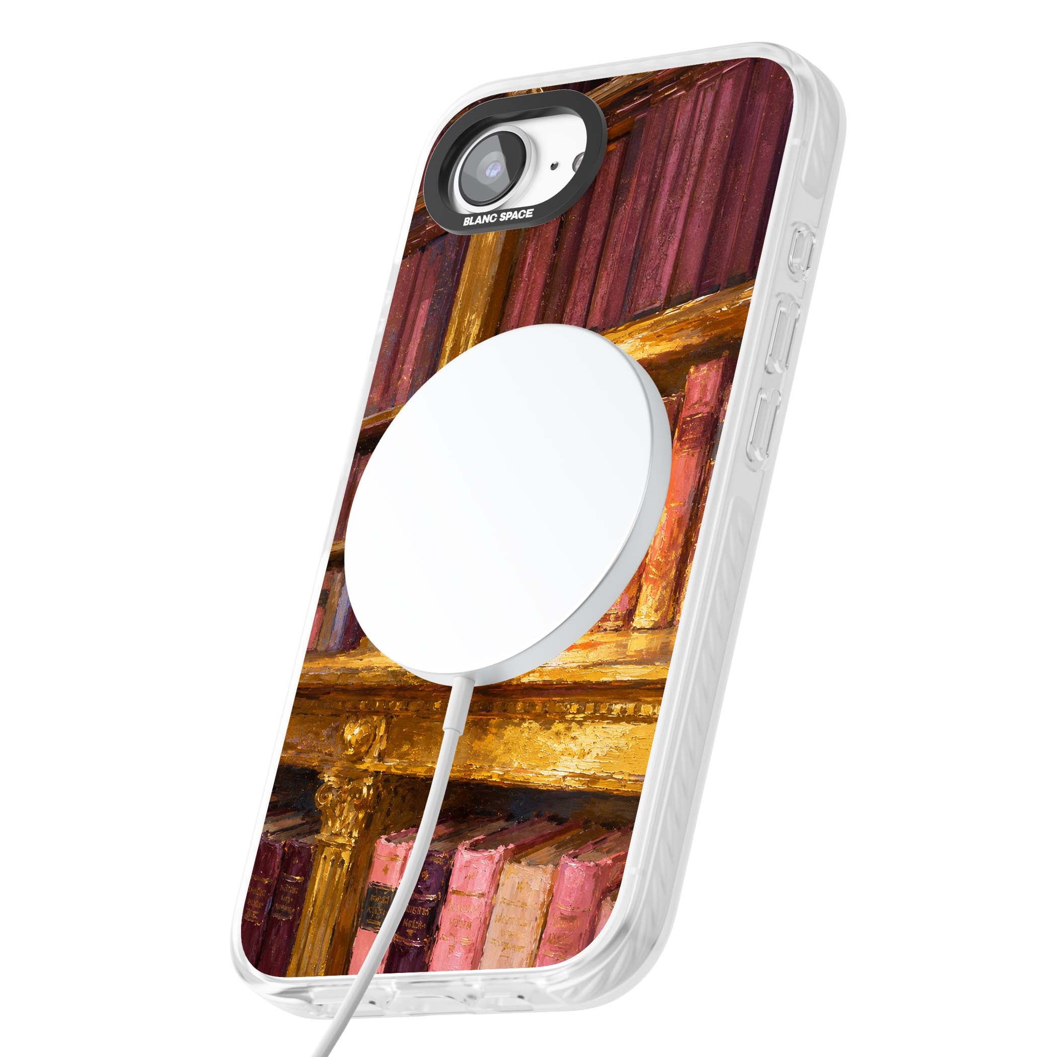 Gilded Library dark academia iPhone case featuring an oil painted crystal ball on a gilded library shelf with vintage | Impact Magsafe case for iPhone 16e, iPhone 17e