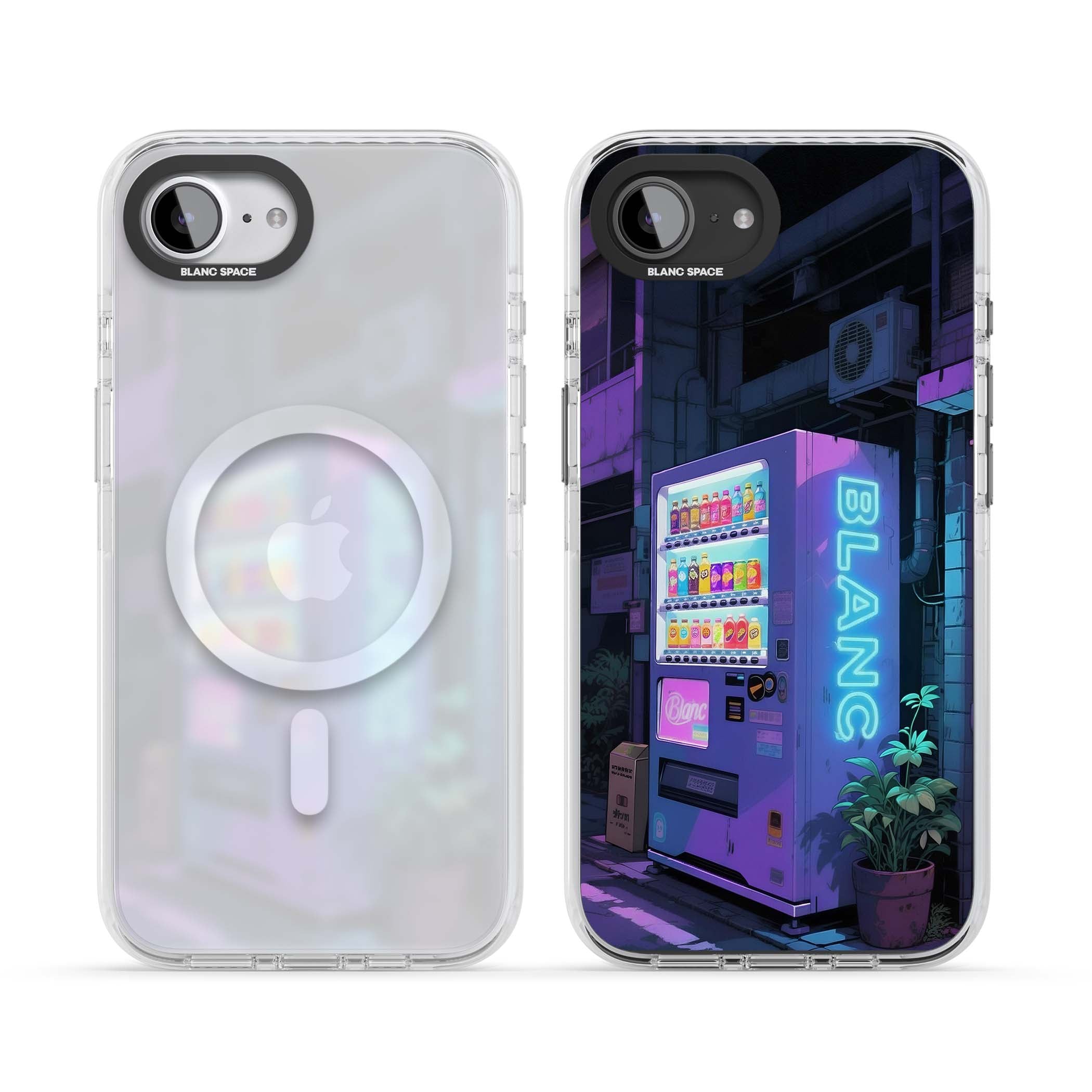 Shibuya Glow Japanese iPhone case featuring a glowing Tokyo vending machine, neon signage, and moody purple alleyway | Impact Magsafe case for iPhone 16e, iPhone 17e