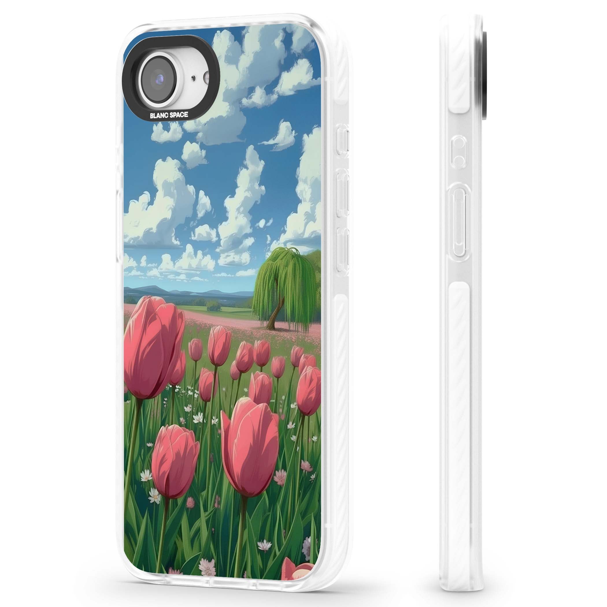 Willow By The Pink Tulips floral iPhone case | Impact Magsafe case for iPhone 16e, iPhone 17e