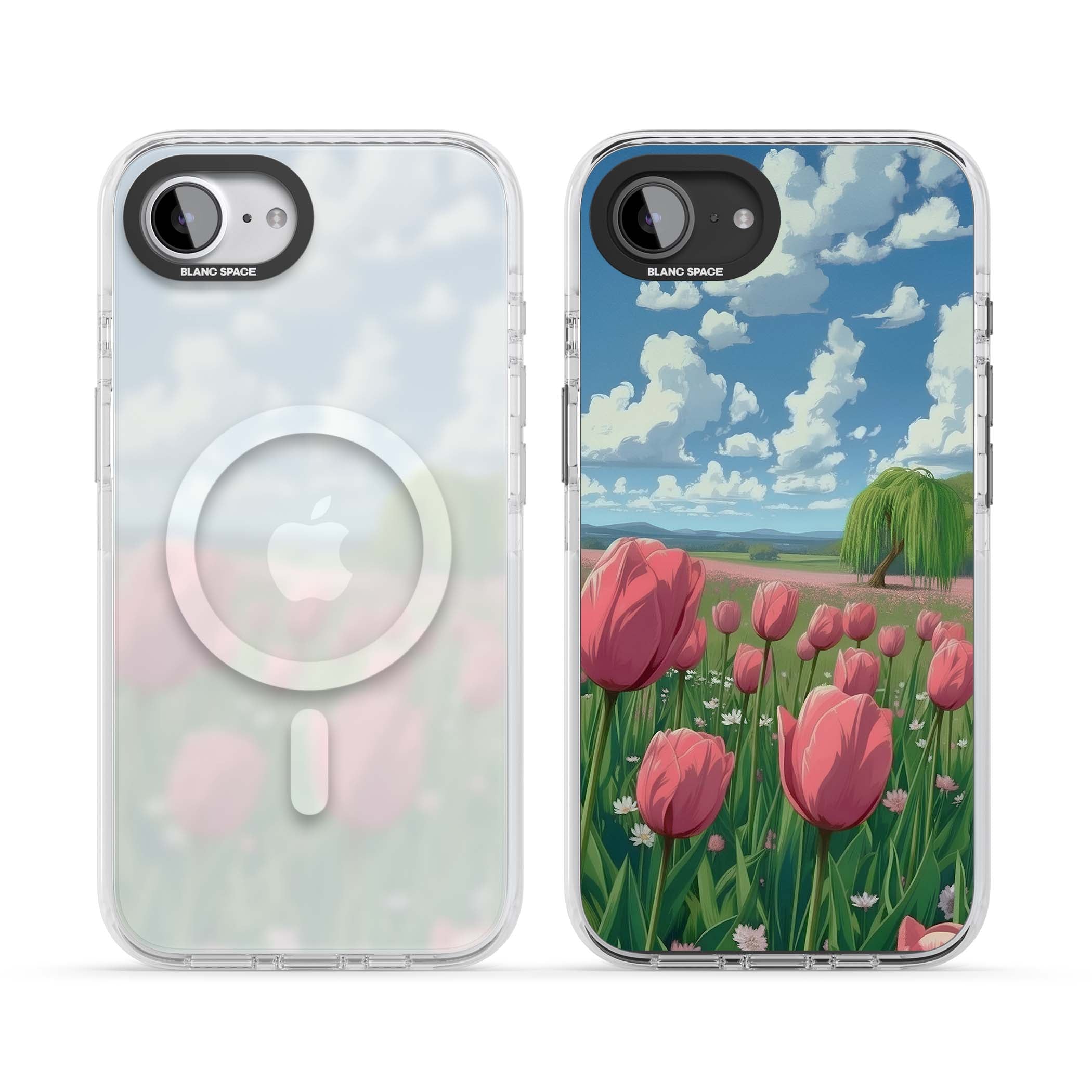 Willow By The Pink Tulips floral iPhone case | Impact Magsafe case for iPhone 16e, iPhone 17e