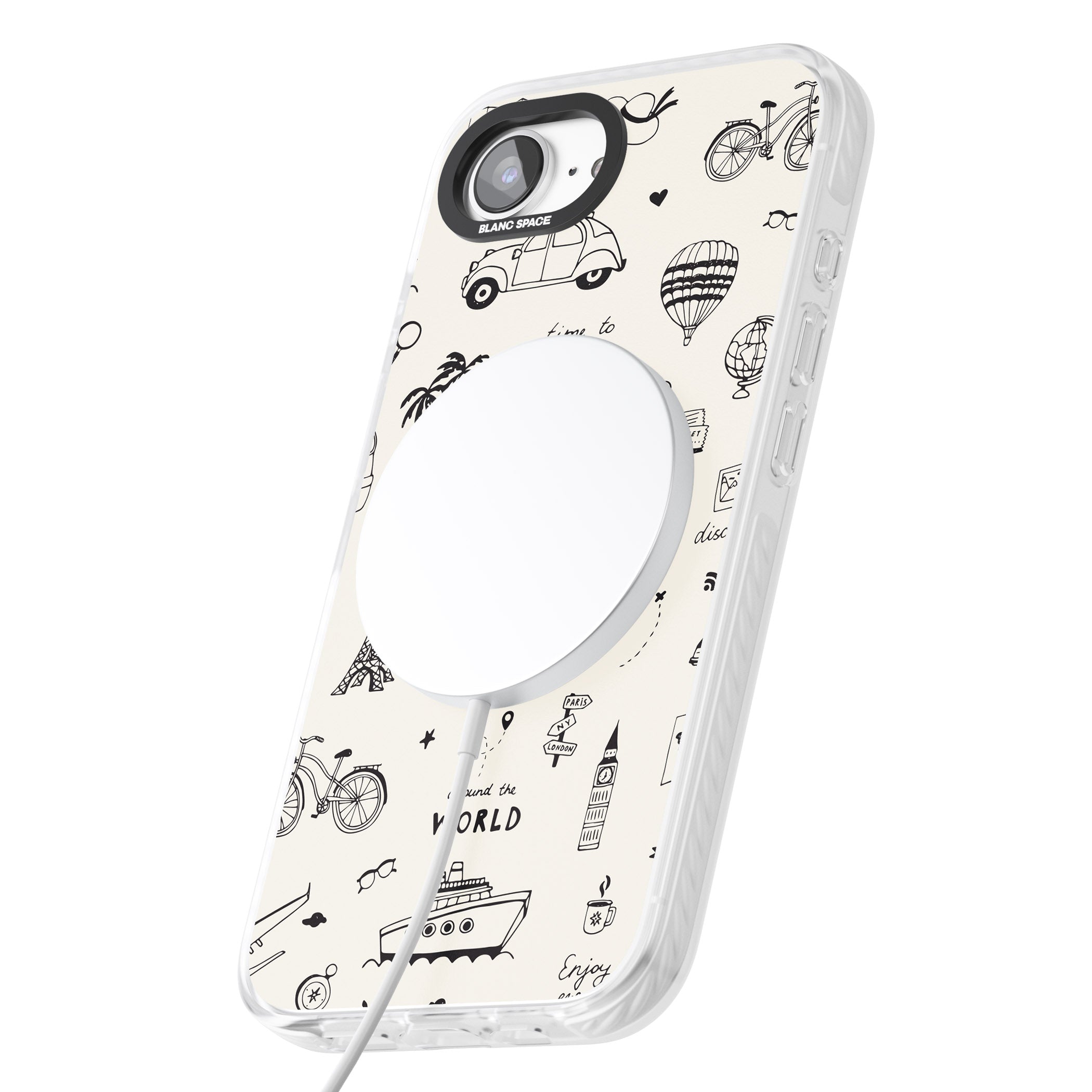 Cute Travel Pattern, White On