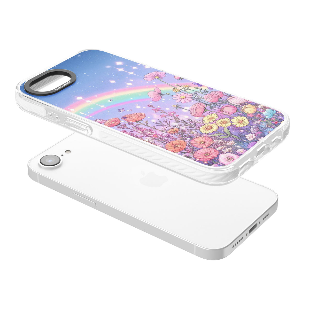 Magical Meadow iPhone 16e / iPhone 17e Impact Clear Phone Case angled