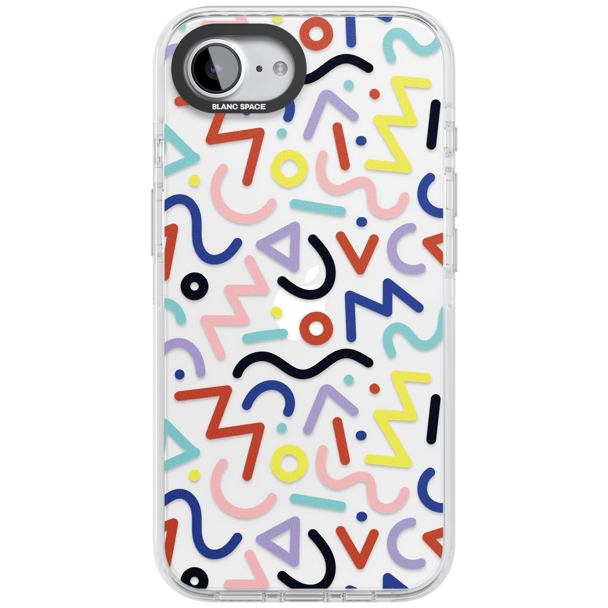 Memphis Retro Pattern iPhone 16e / iPhone 17e Impact Clear Phone Case front