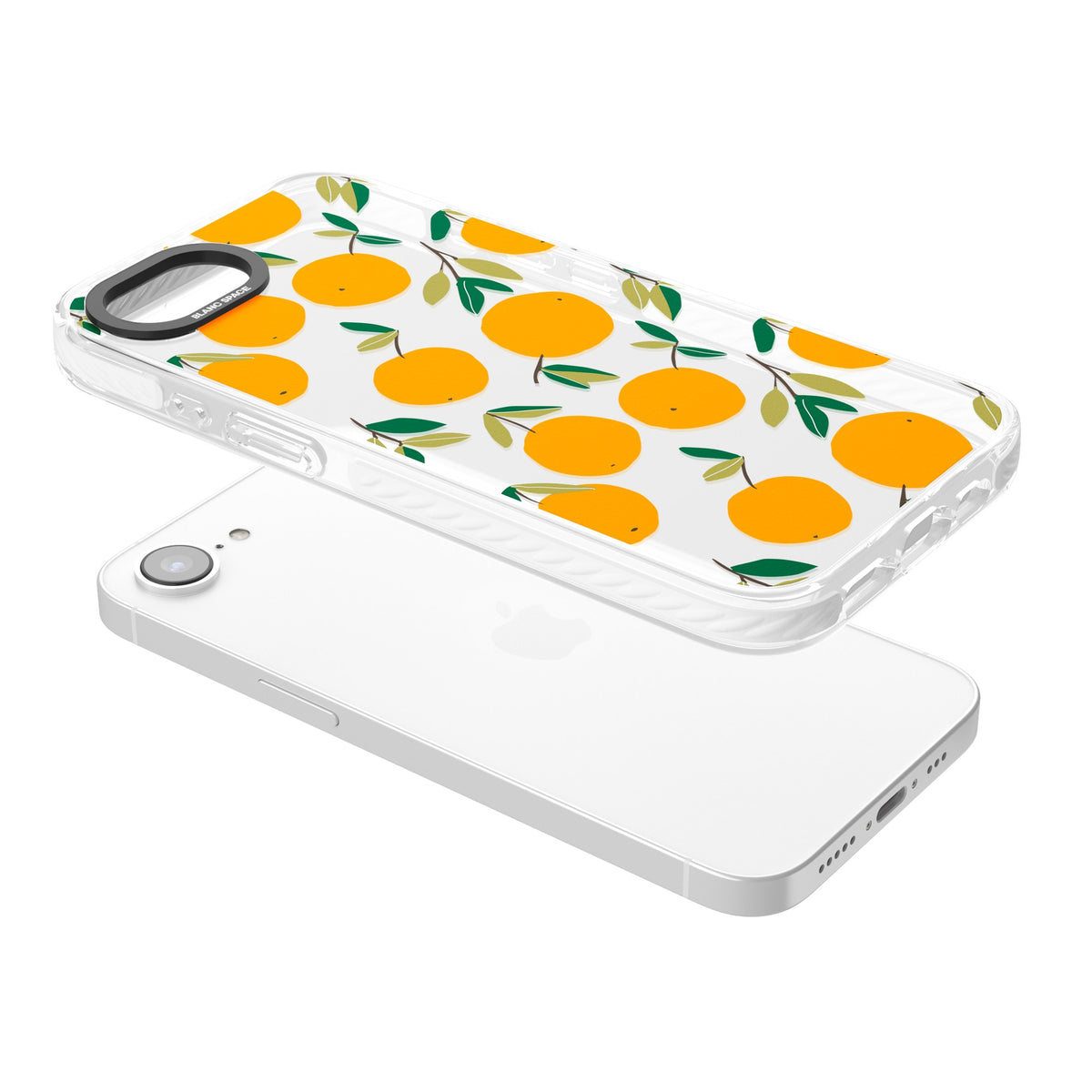 Citrus Grove iPhone 16e / iPhone 17e Impact Clear Phone Case angled