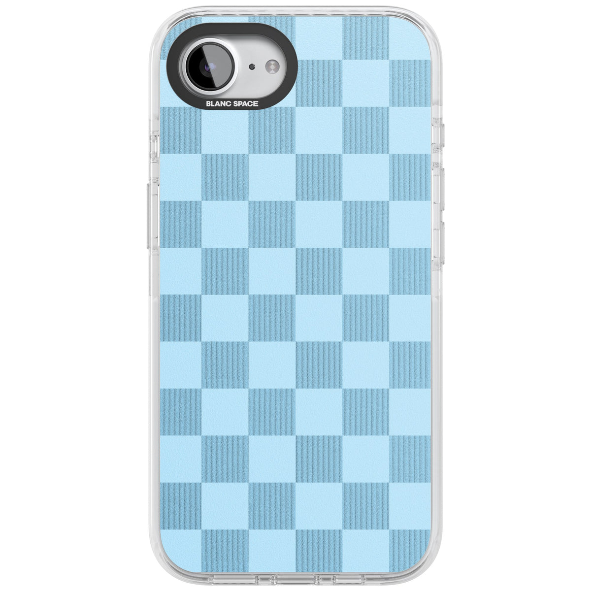 Skyblue Checkered iPhone 16e / iPhone 17e Impact Clear Phone Case front