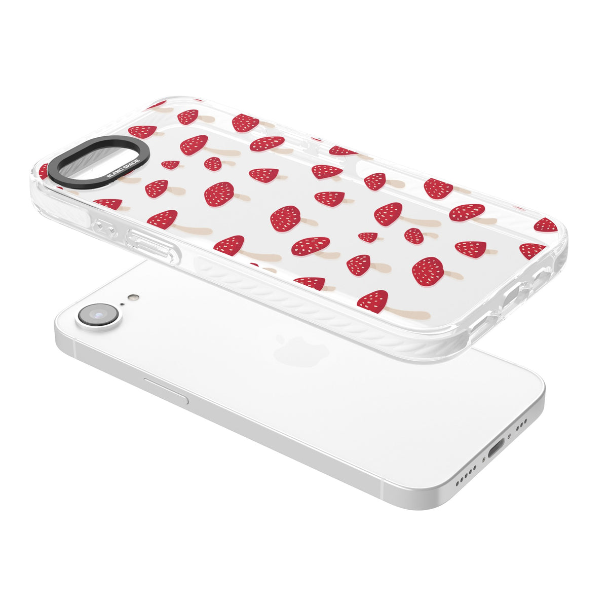 Magical Mushrooms iPhone 16e / iPhone 17e Impact Clear Phone Case angled