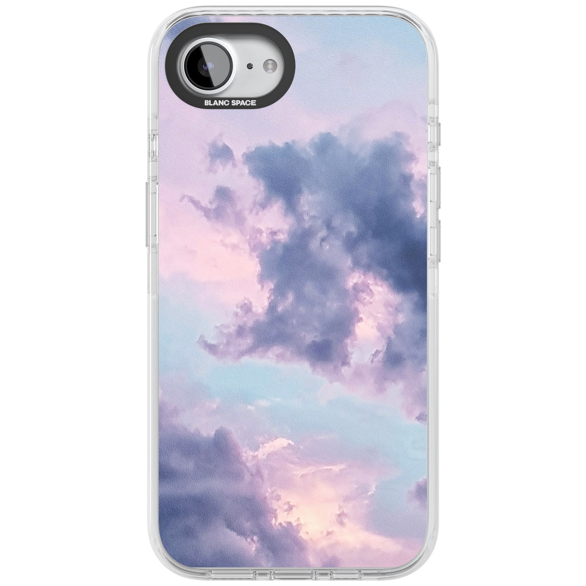 Lavender Clouds iPhone 16e / iPhone 17e Impact Clear Phone Case front