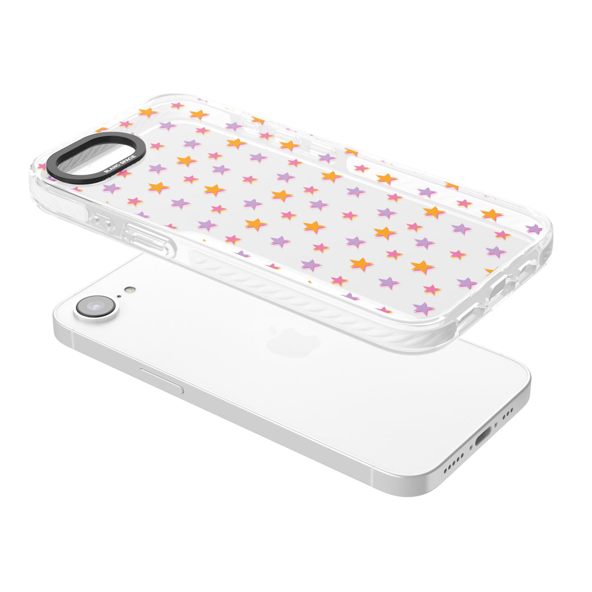 Spangling Stars iPhone 16e / iPhone 17e Impact Clear Phone Case angled