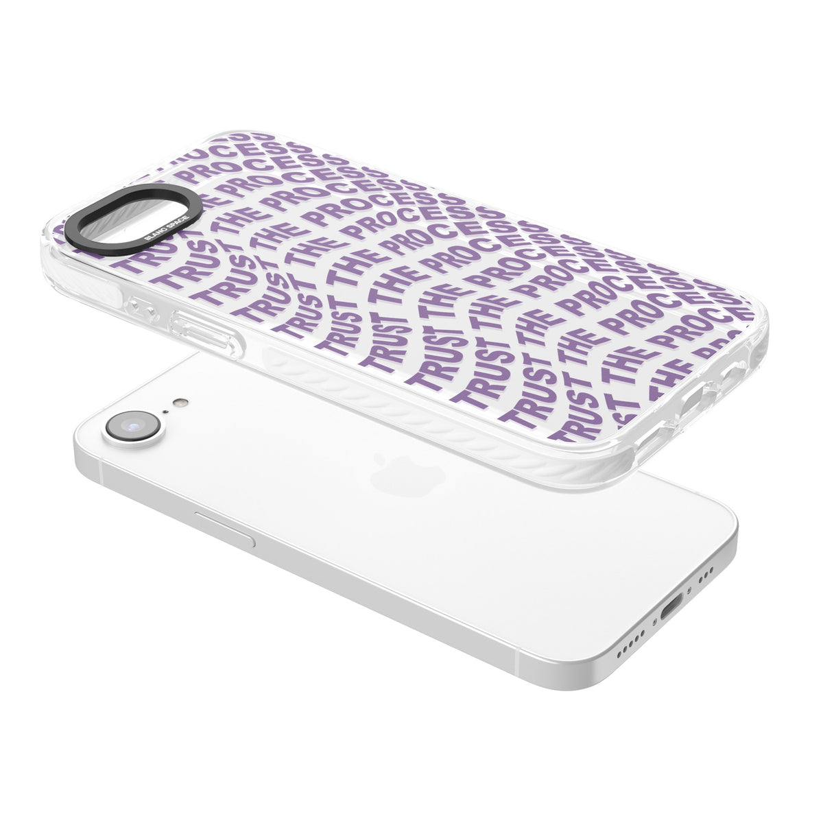 Trust The Process iPhone 16e / iPhone 17e Impact Clear Phone Case angled