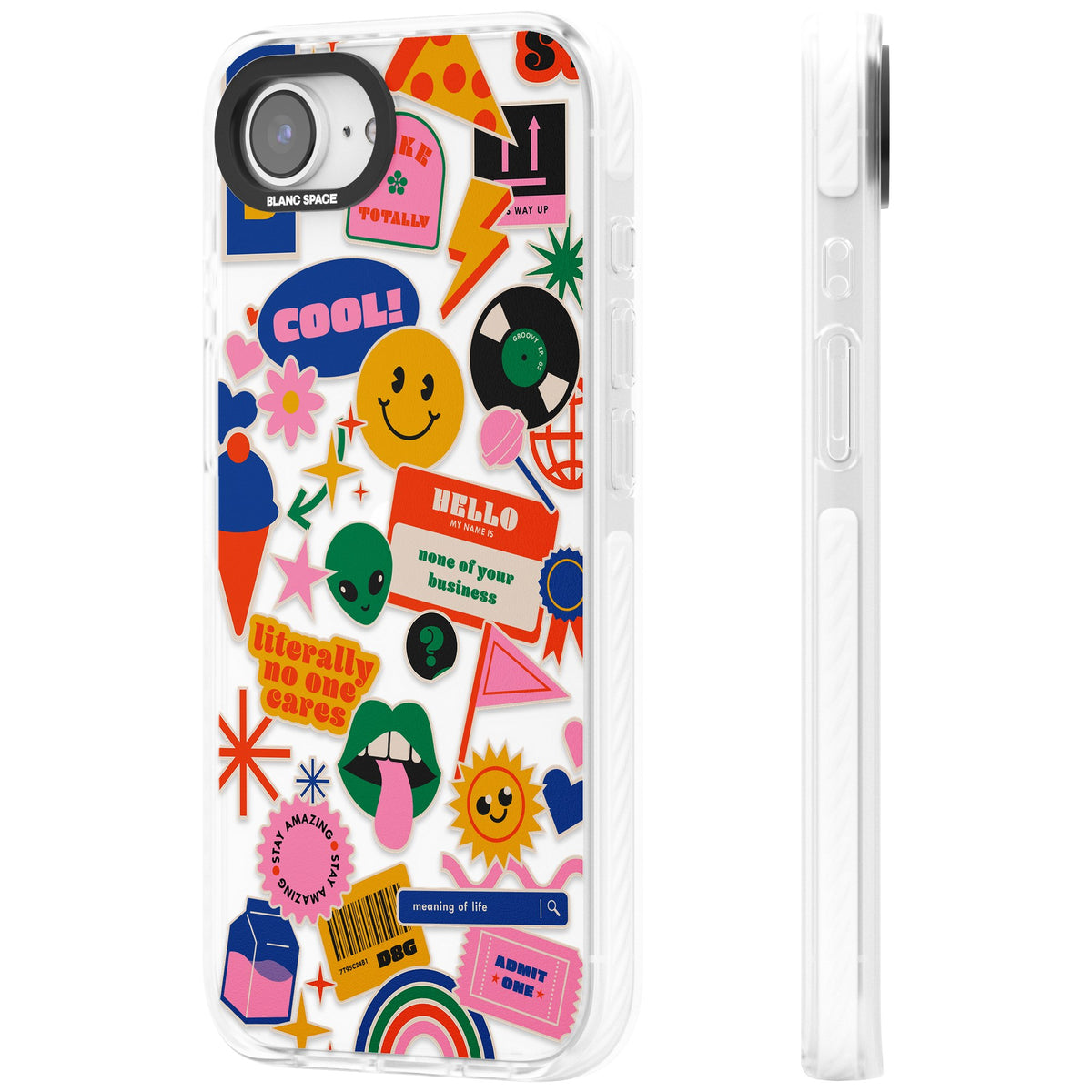 Nostalgic Sticker Vibes iPhone 16e / iPhone 17e Impact Clear Phone Case side