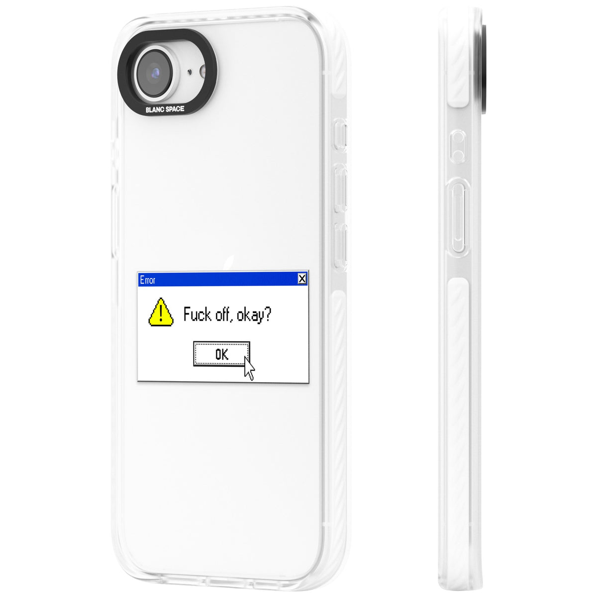 F Ck Off Okay Exe iPhone 16e / iPhone 17e Impact Clear Phone Case side