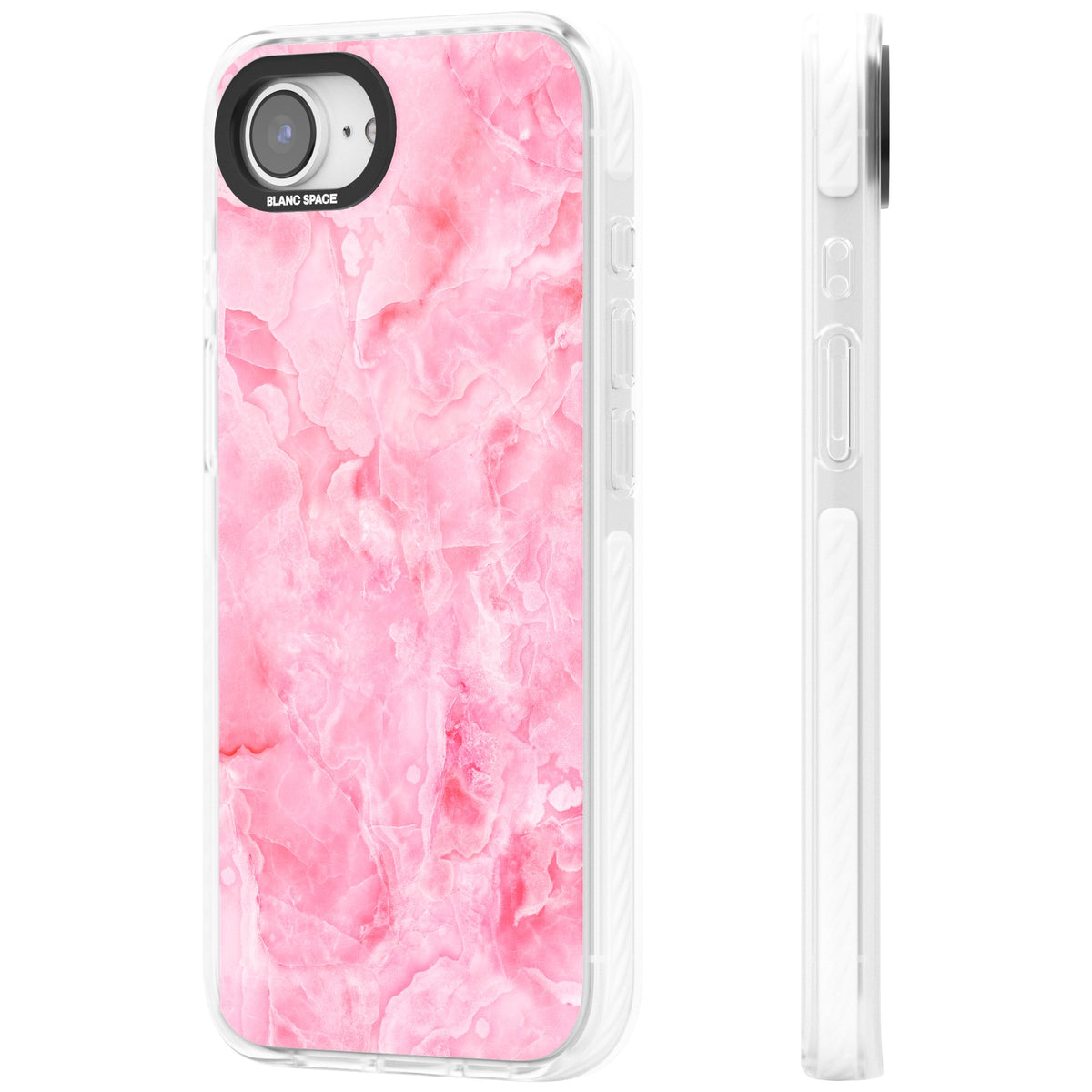 Pink Onyx Marble iPhone 16e / iPhone 17e Impact Clear Phone Case side