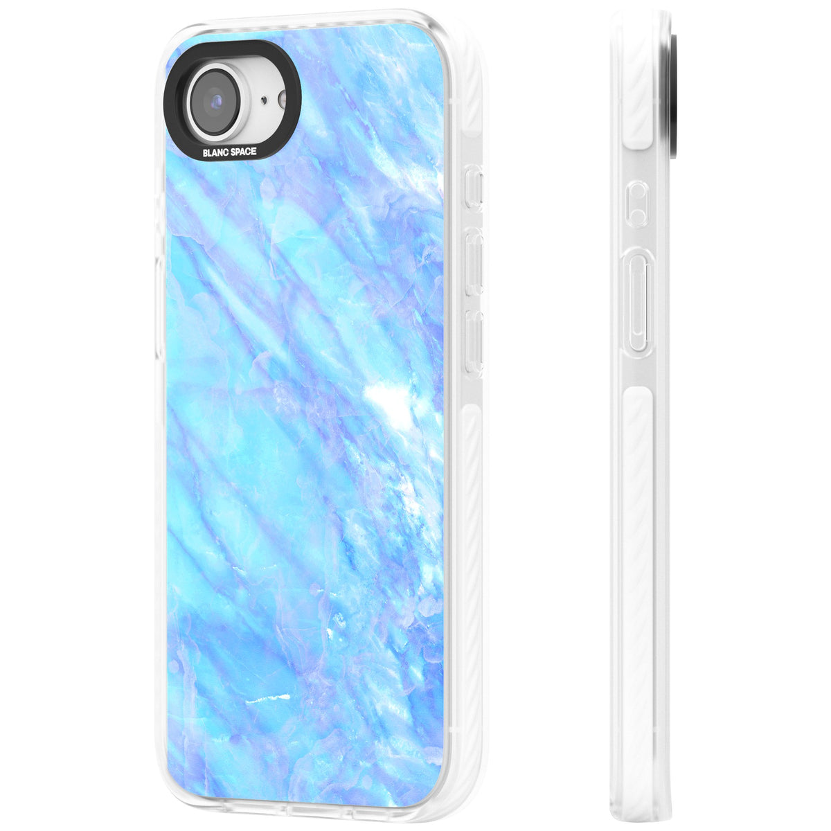 Iridescent Marble iPhone 16e / iPhone 17e Impact Clear Phone Case side