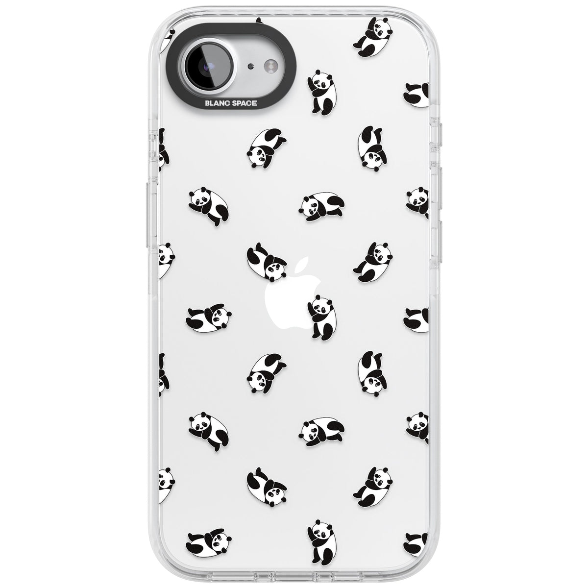 Tiny Panda Pattern iPhone 16e / iPhone 17e Impact Clear Phone Case front