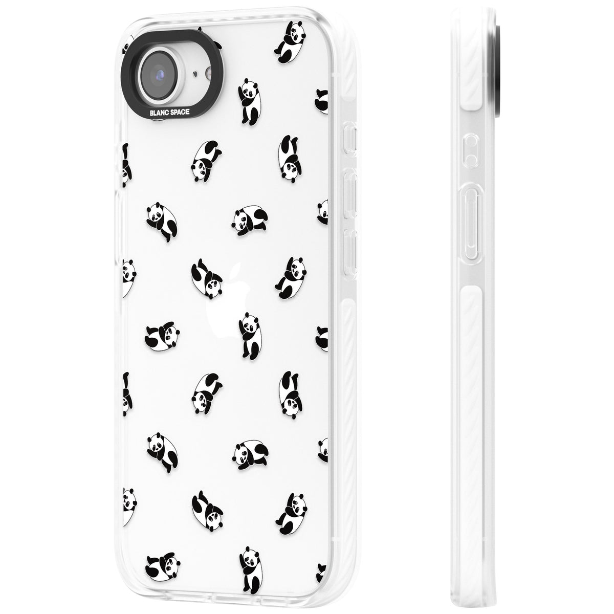 Tiny Panda Pattern iPhone 16e / iPhone 17e Impact Clear Phone Case side