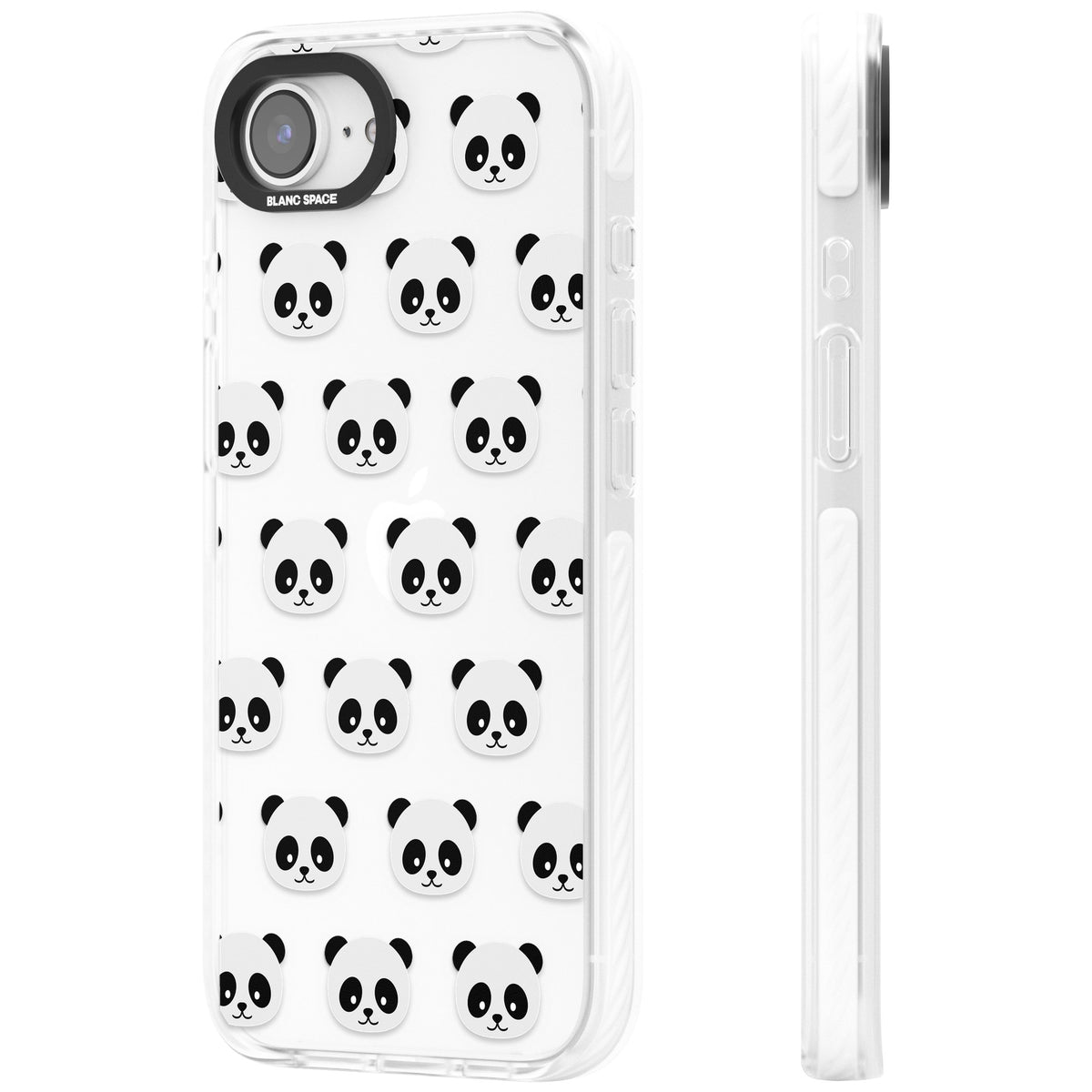 Panda Face Pattern iPhone 16e / iPhone 17e Impact Clear Phone Case side