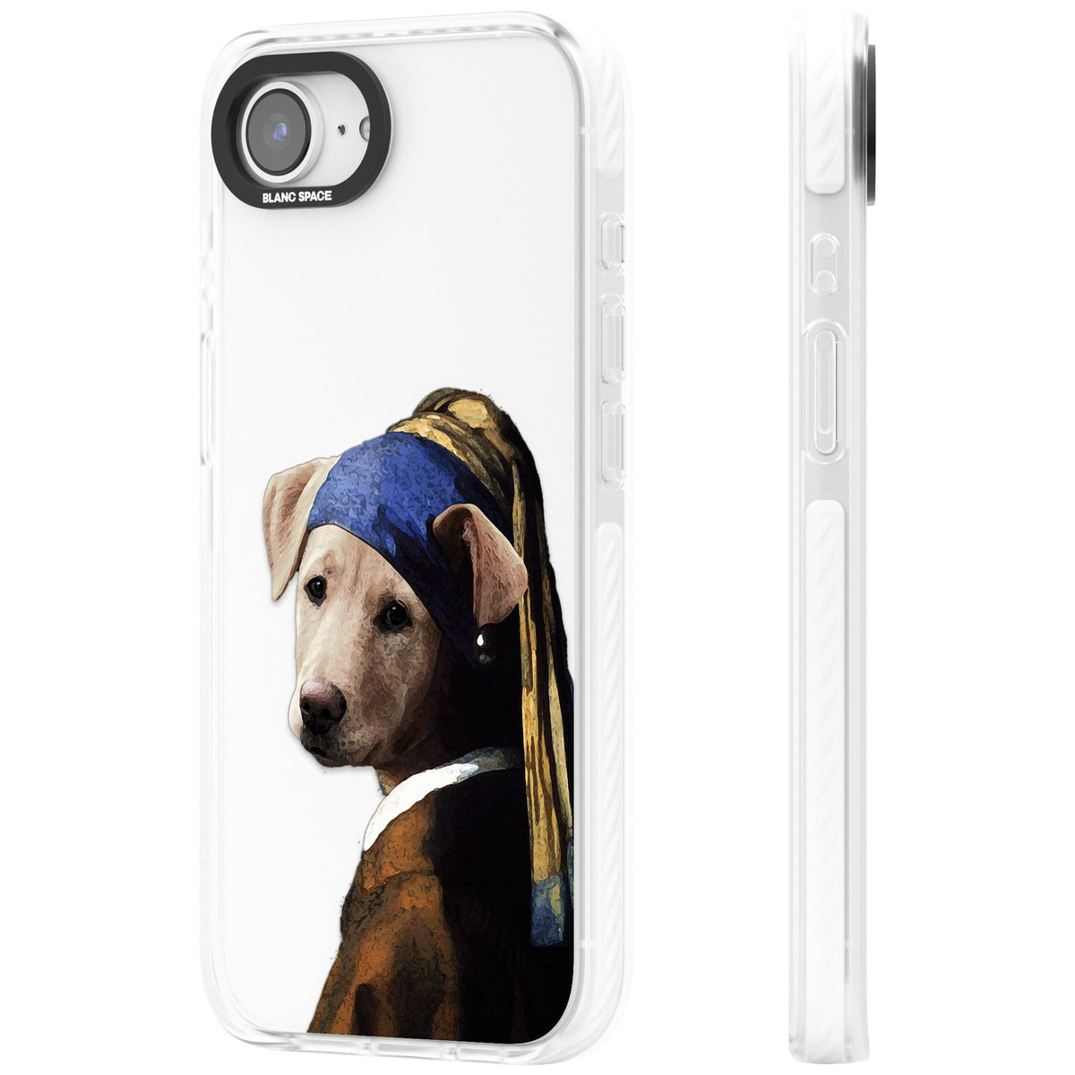 Doggo With A Pearl Earring iPhone 16e / iPhone 17e Impact Clear Phone Case side