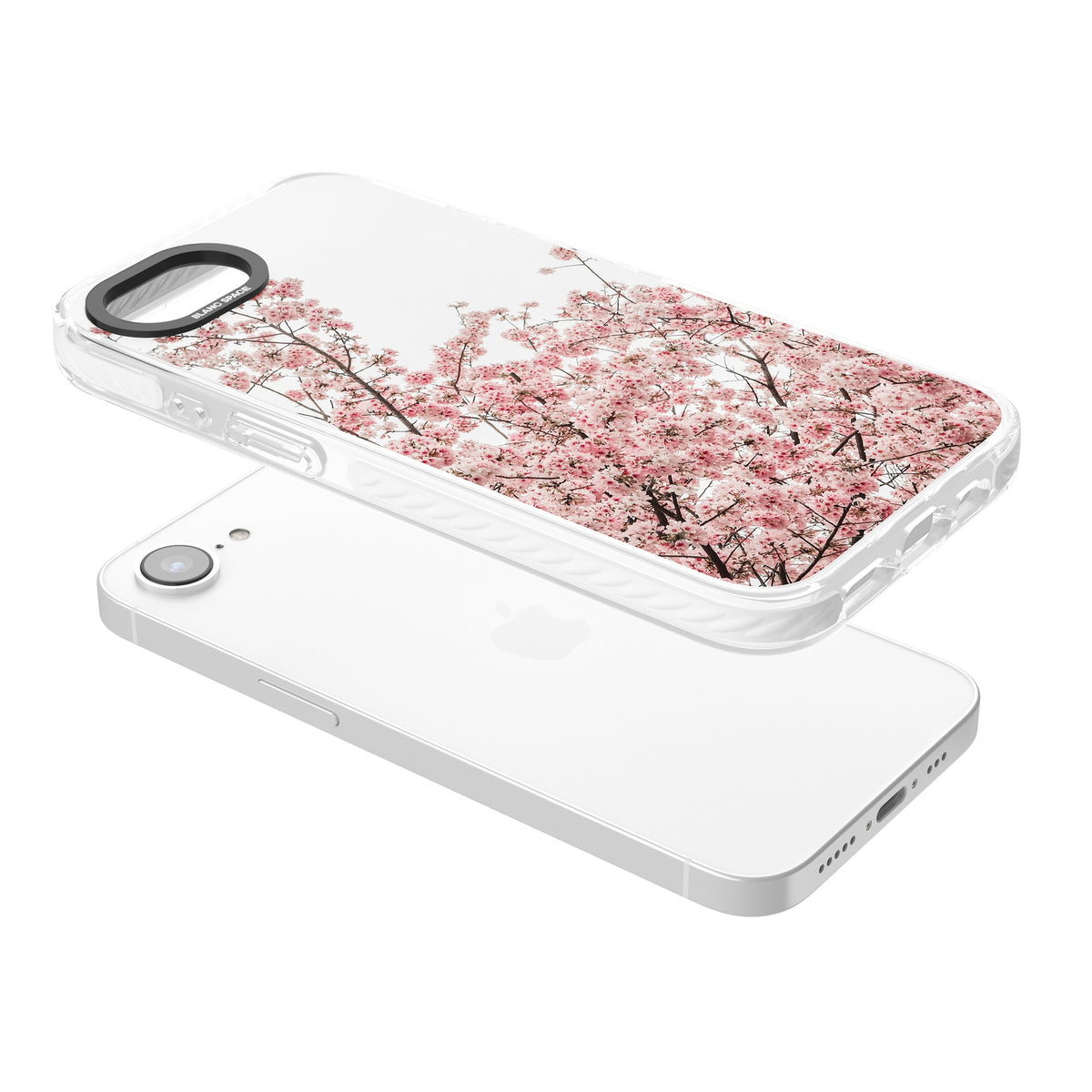 Cherry Blossom Bloom iPhone 16e / iPhone 17e Impact Clear Phone Case angled