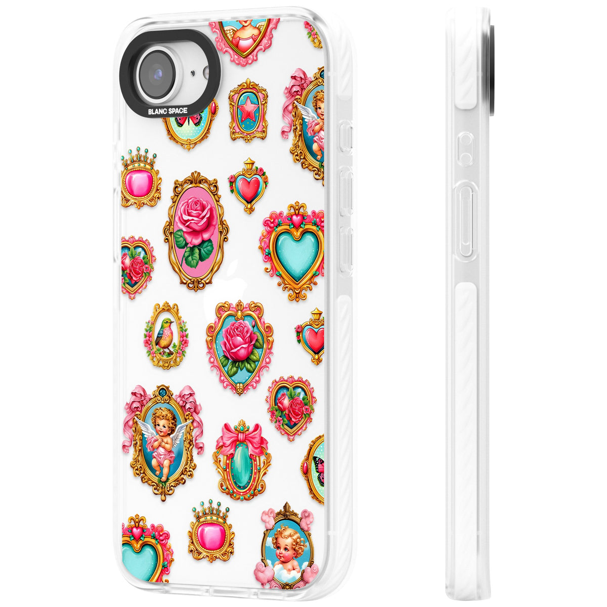 Angelcore Hearts Frames iPhone 16e / iPhone 17e Impact Clear Phone Case side